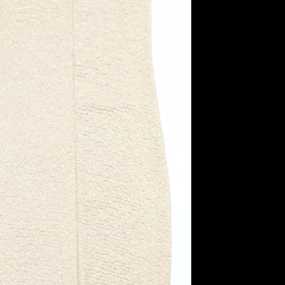 River Island Womens Gold  Polyester Bodycon  Size 12  Round Neck