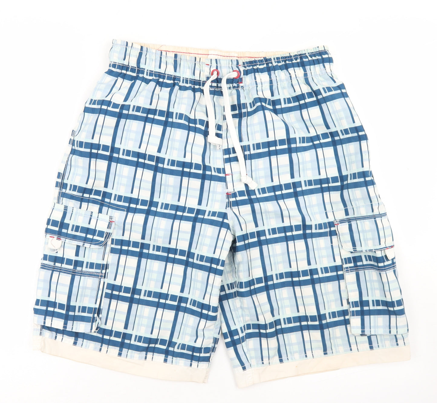 Kangol Mens Blue Geometric Polyester Athletic Shorts Size M L8 in Regular Drawstring - Board Shorts