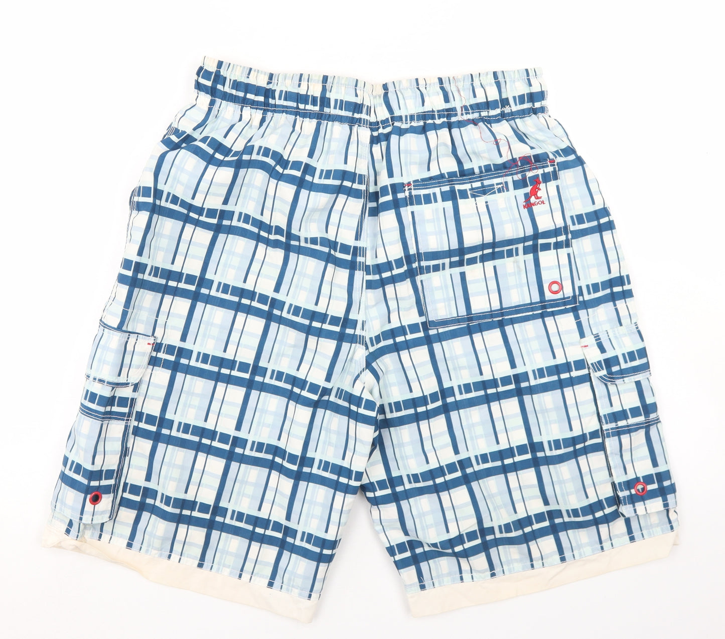 Kangol Mens Blue Geometric Polyester Athletic Shorts Size M L8 in Regular Drawstring - Board Shorts
