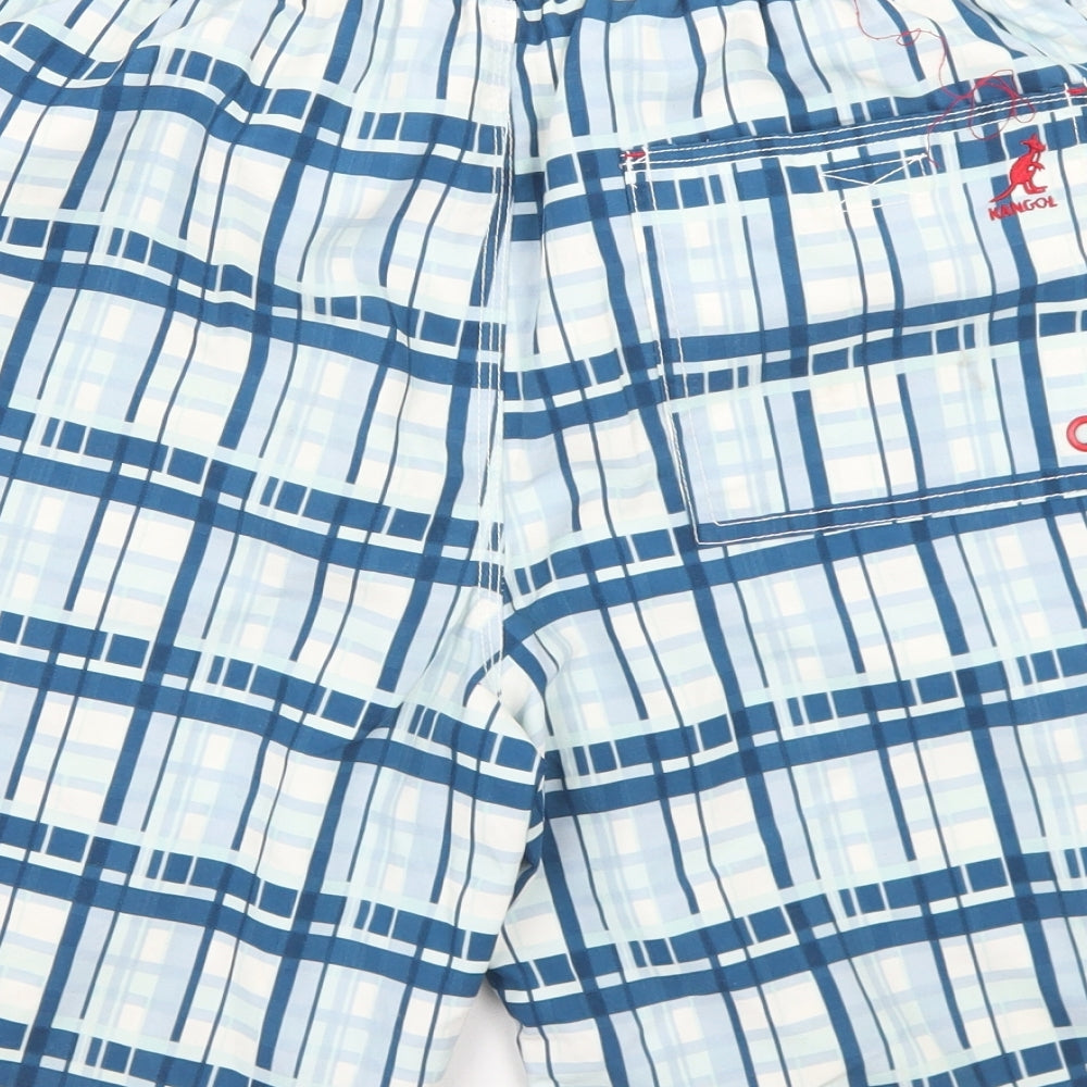 Kangol Mens Blue Geometric Polyester Athletic Shorts Size M L8 in Regular Drawstring - Board Shorts