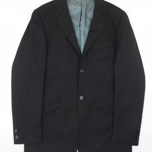 River Island Mens Black Striped Wool Jacket Blazer Size 38