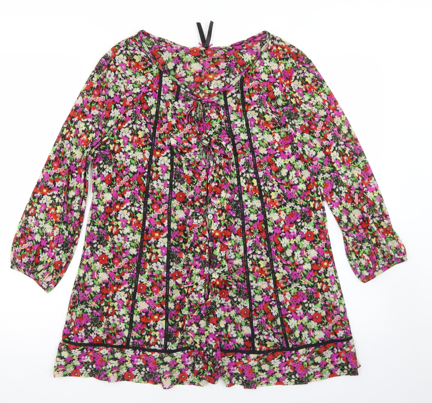 NEXT Womens Multicoloured Floral Nylon Basic Blouse Size 18 Round Neck