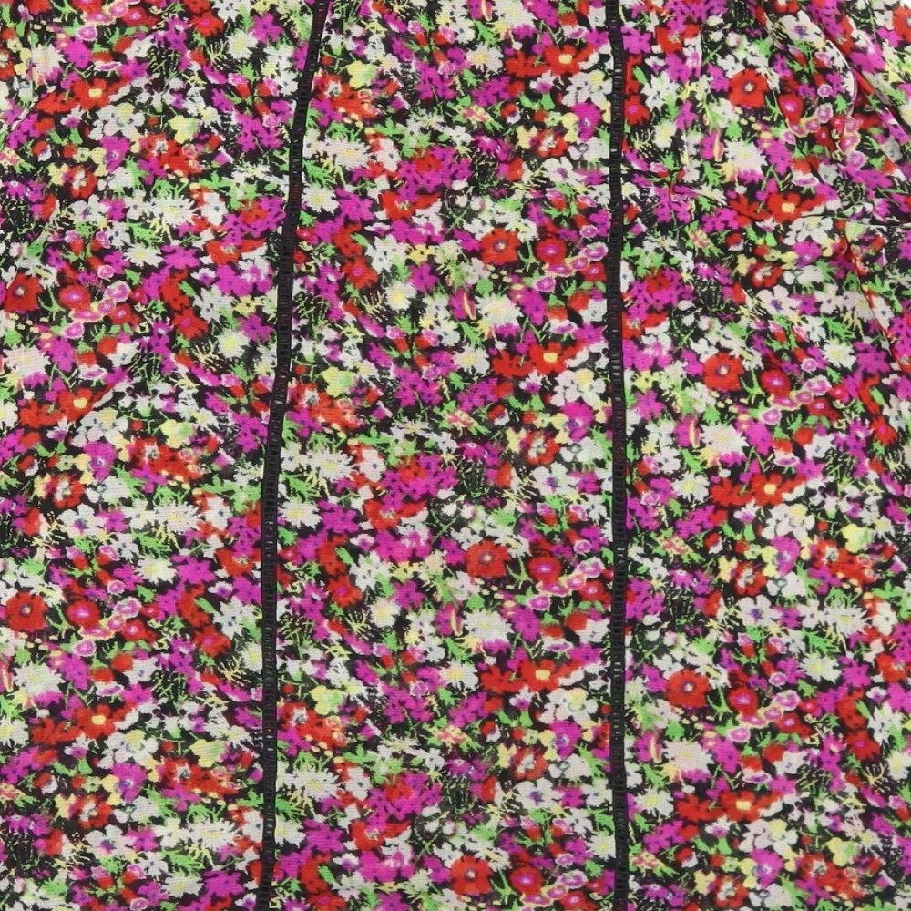 NEXT Womens Multicoloured Floral Nylon Basic Blouse Size 18 Round Neck