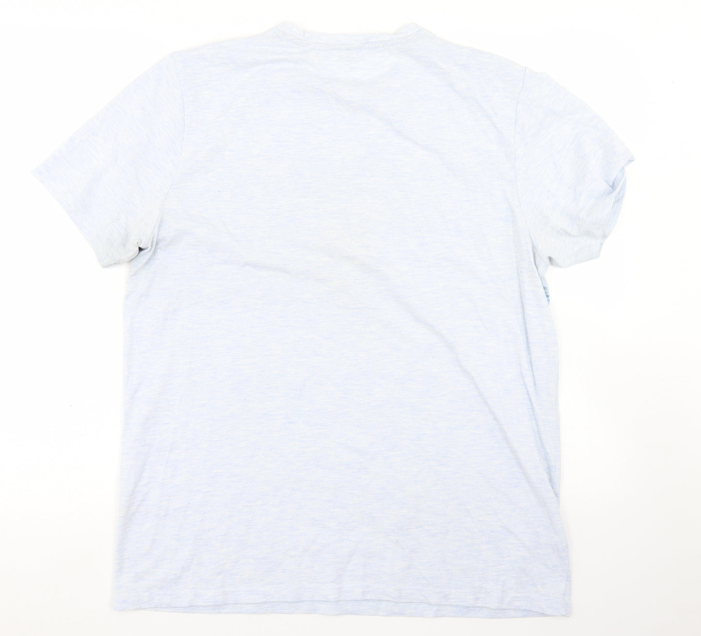 Dunnes Stores Mens Blue  Cotton  T-Shirt Size L Crew Neck  - Santa Monica
