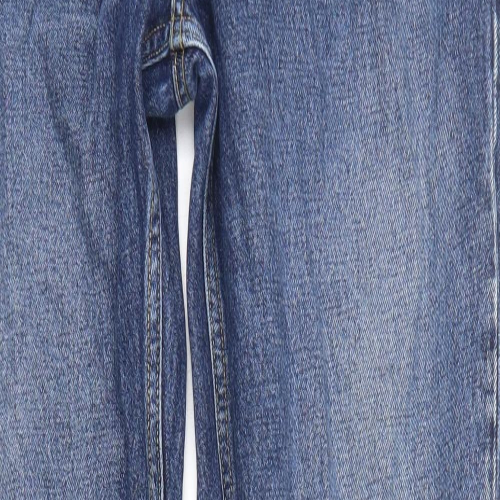 River Island Mens Blue  Cotton Straight Jeans Size 34 in L34 in Regular Button