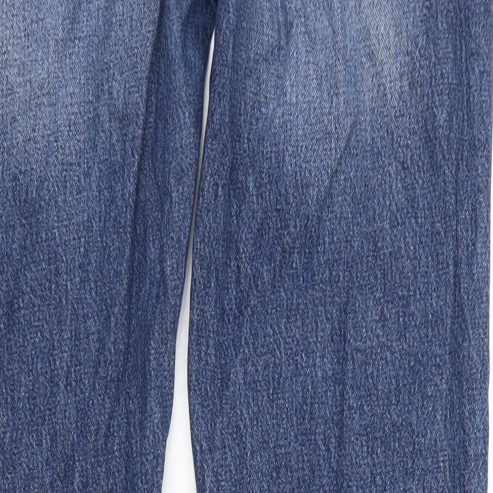 River Island Mens Blue  Cotton Straight Jeans Size 34 in L34 in Regular Button
