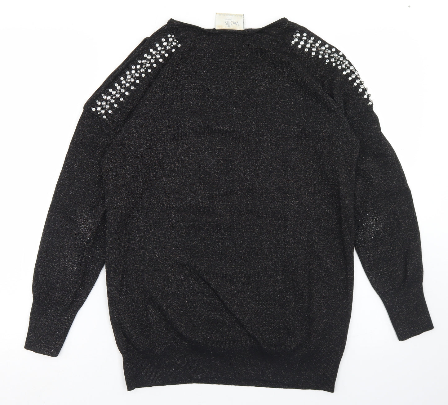 Wallis Womens Black Crew Neck  Viscose Pullover Jumper Size S