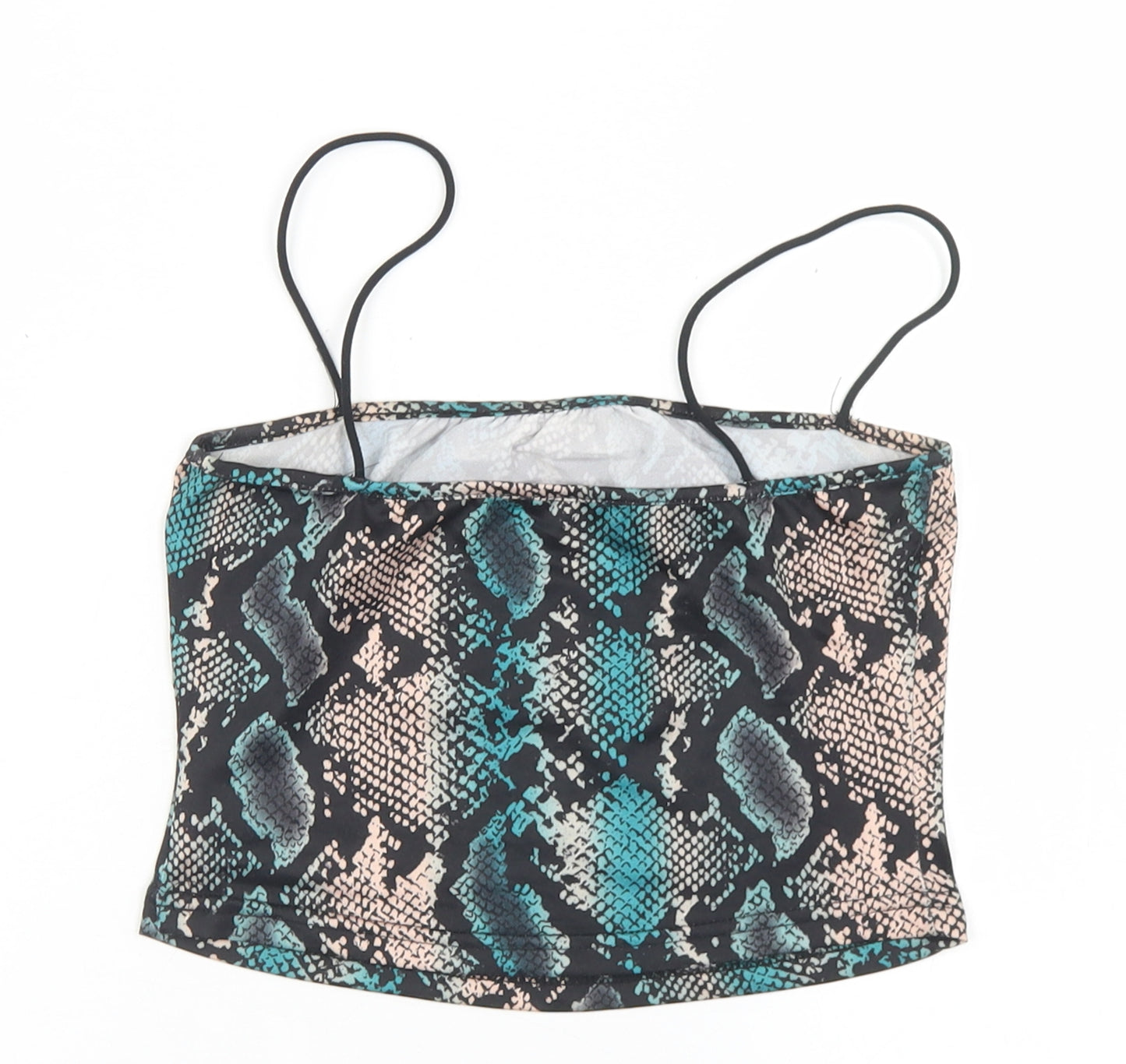 SheIn Womens Multicoloured Animal Print Polyester Cropped Tank Size S Round Neck