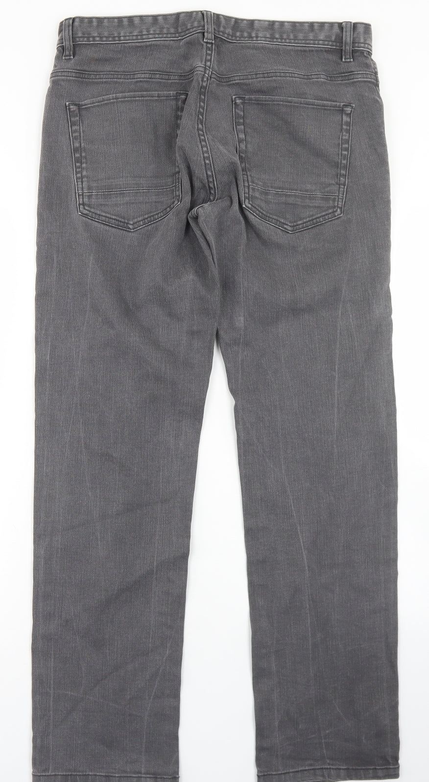 NEXT Mens Grey  Cotton Straight Jeans Size 34 in L30 in Regular Button