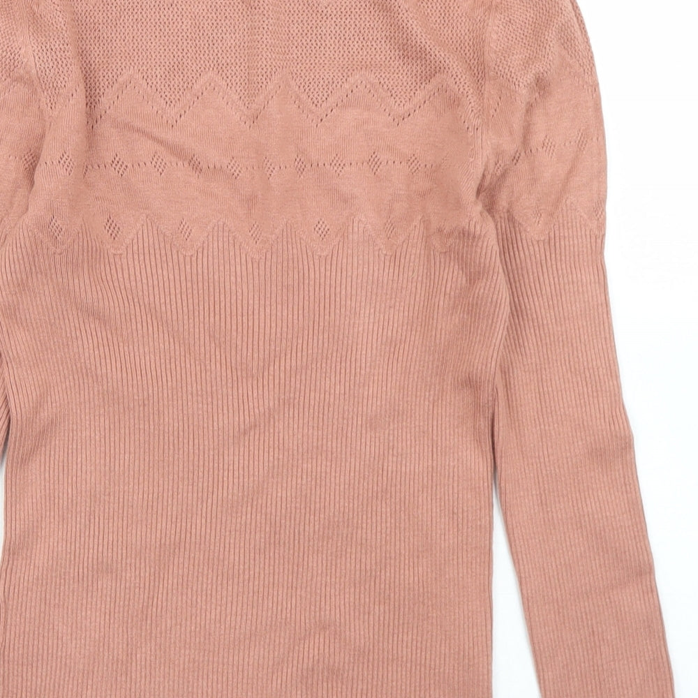 Warehouse Womens Pink Crew Neck  Viscose Pullover Jumper Size 12