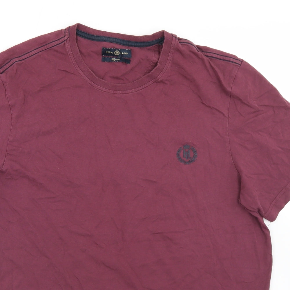 Henri Lloyd Mens Purple  Cotton  T-Shirt Size XL Crew Neck
