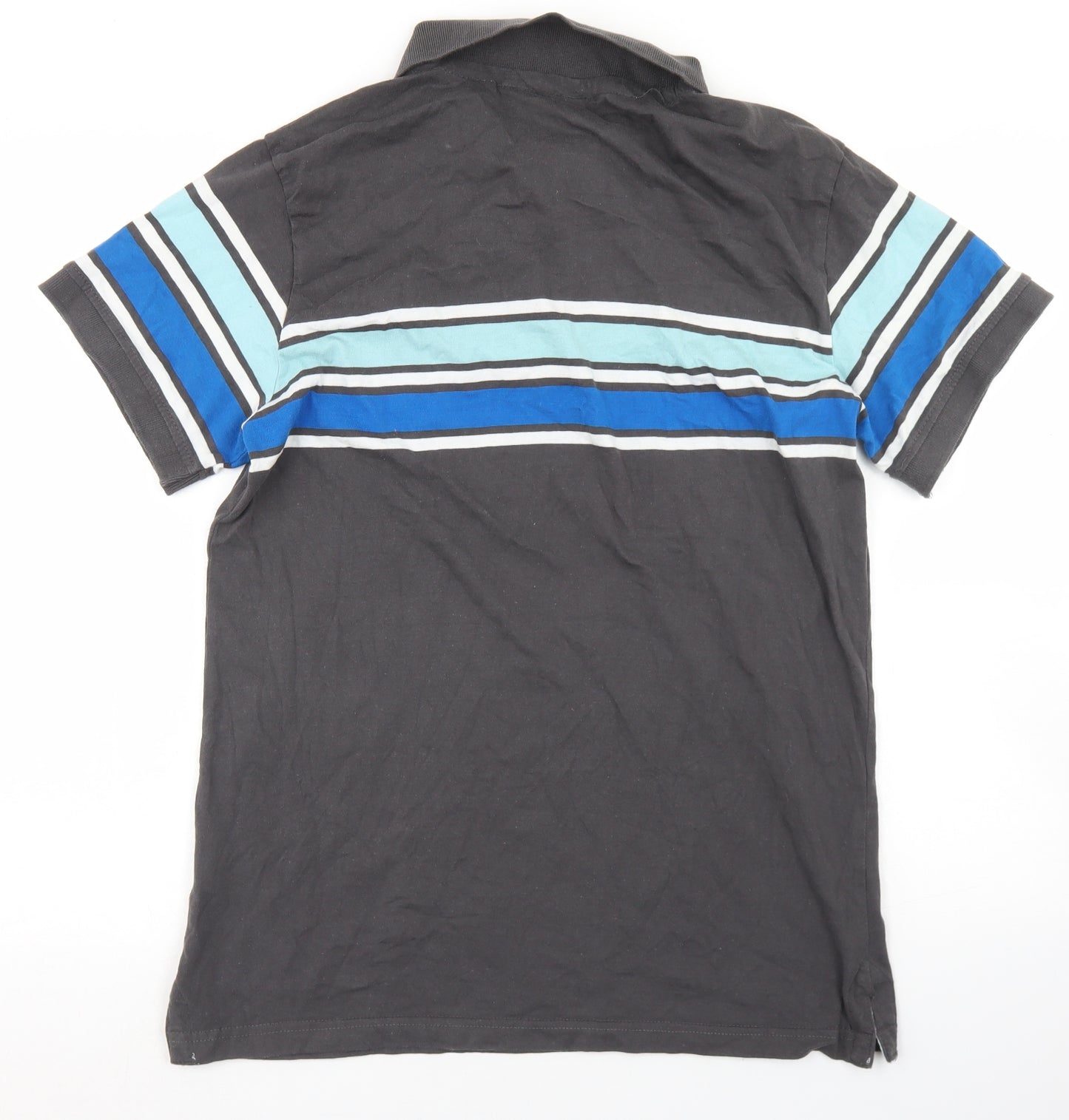 Fred & Boston Mens Grey Striped Cotton  Polo Size XL Collared Button