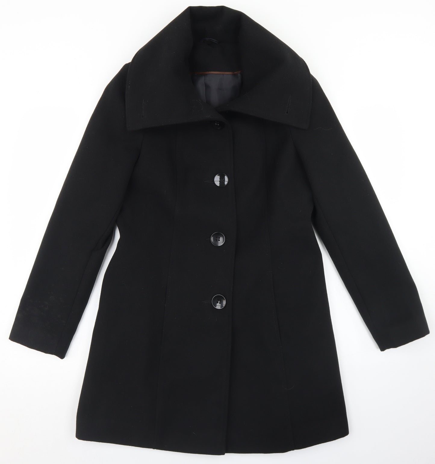 F&F Womens Black   Overcoat Coat Size 10  Button