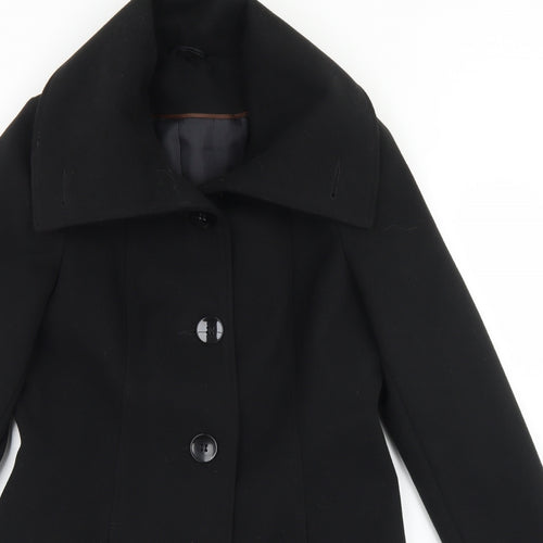 F&F Womens Black   Overcoat Coat Size 10  Button