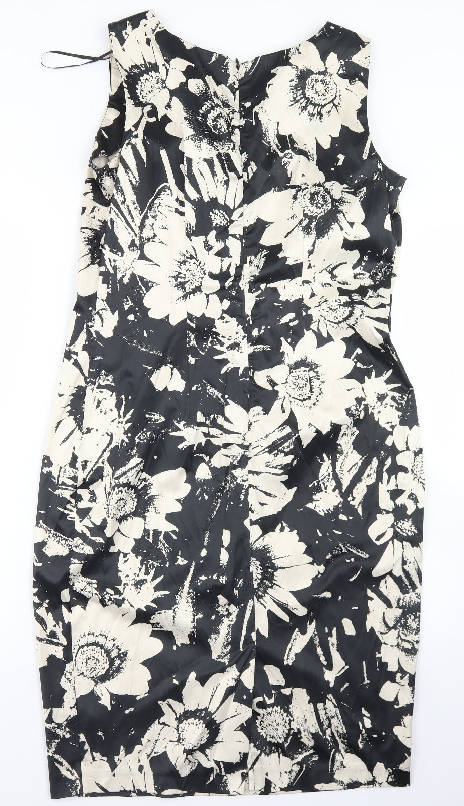 F&F Womens Black Floral Polyester Shift  Size 14  Round Neck Zip