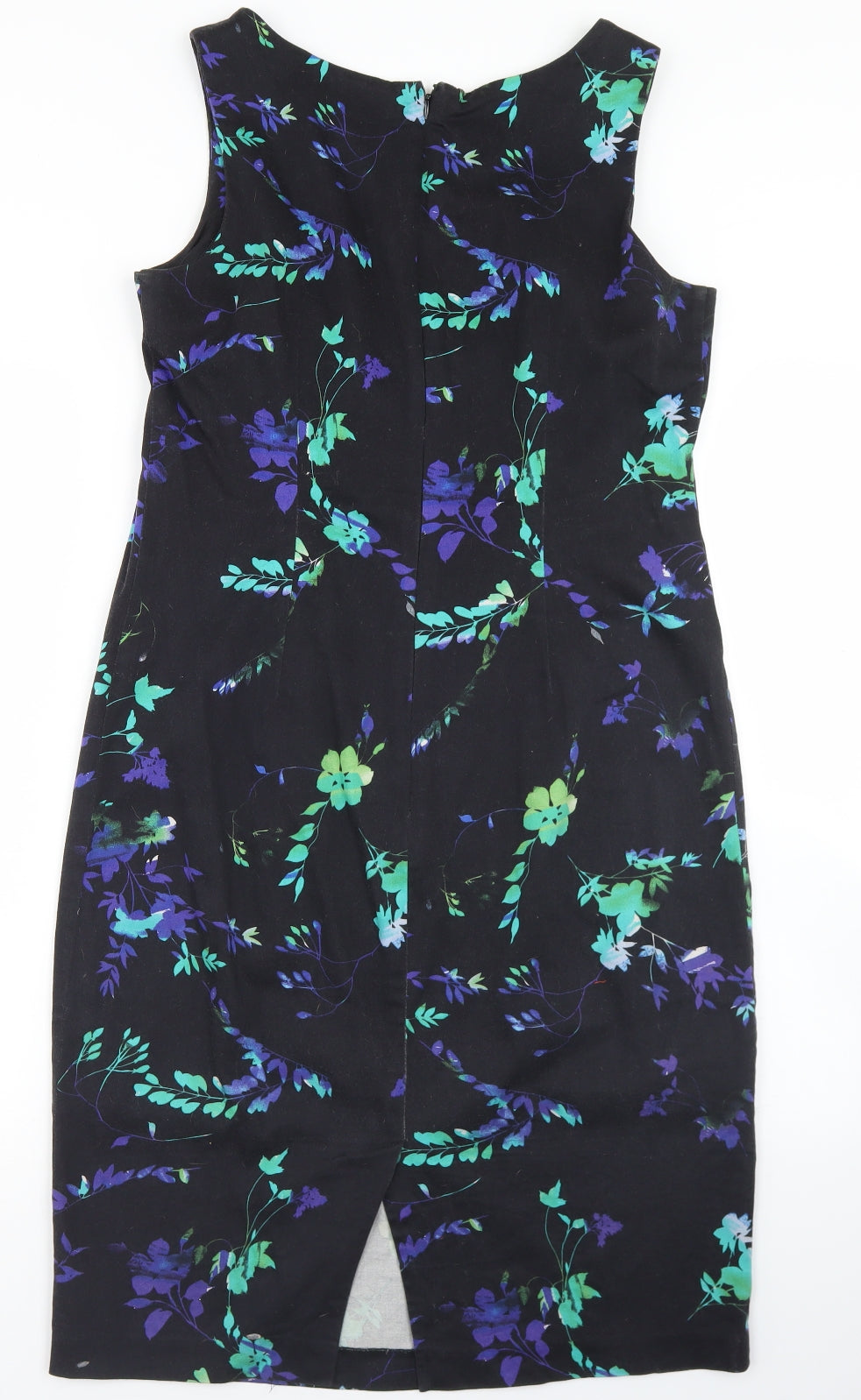 F&F Womens Black Floral Cotton Pencil Dress  Size 14  Round Neck