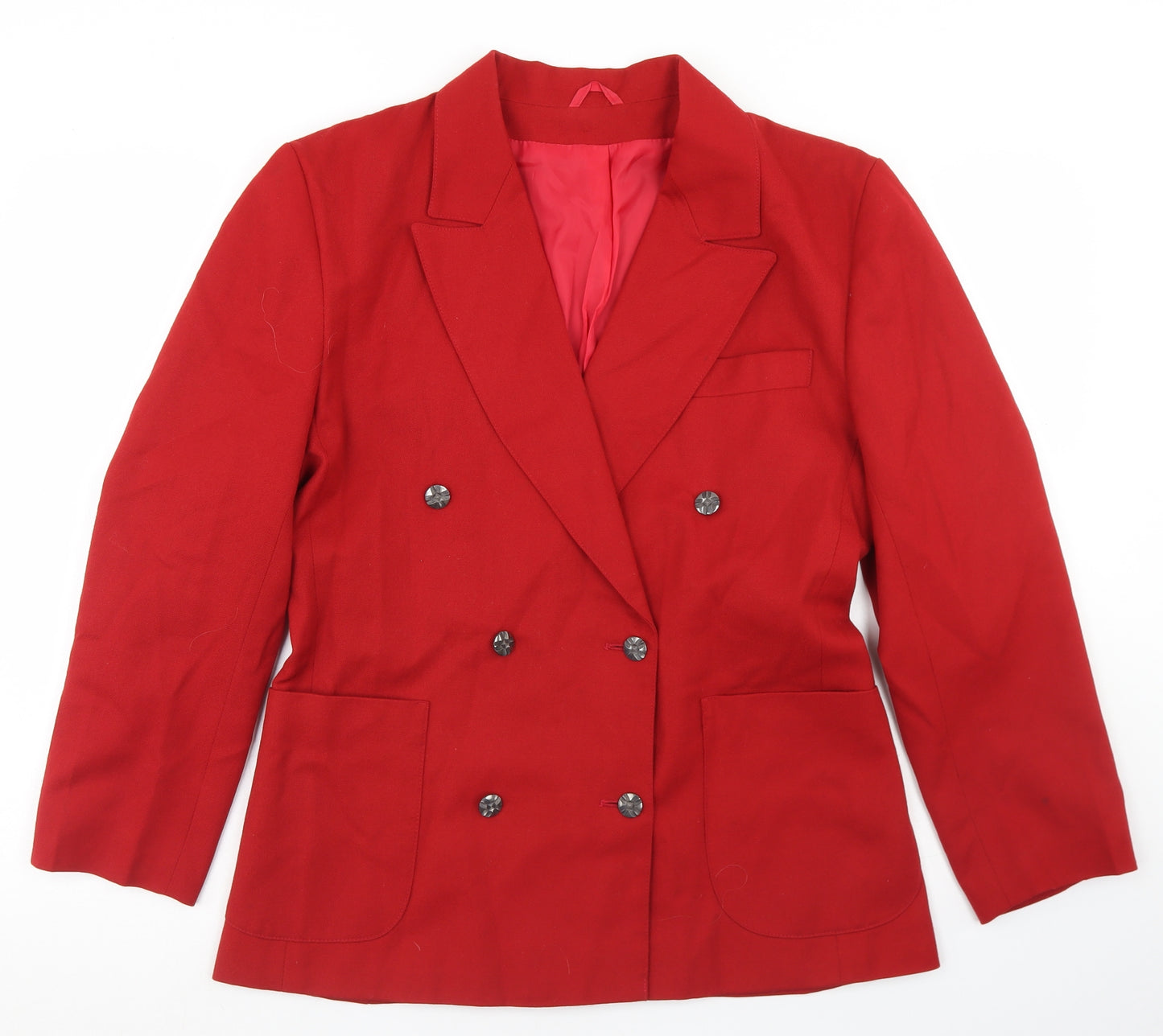 Gallery Womens Red  Wool Jacket Blazer Size 14