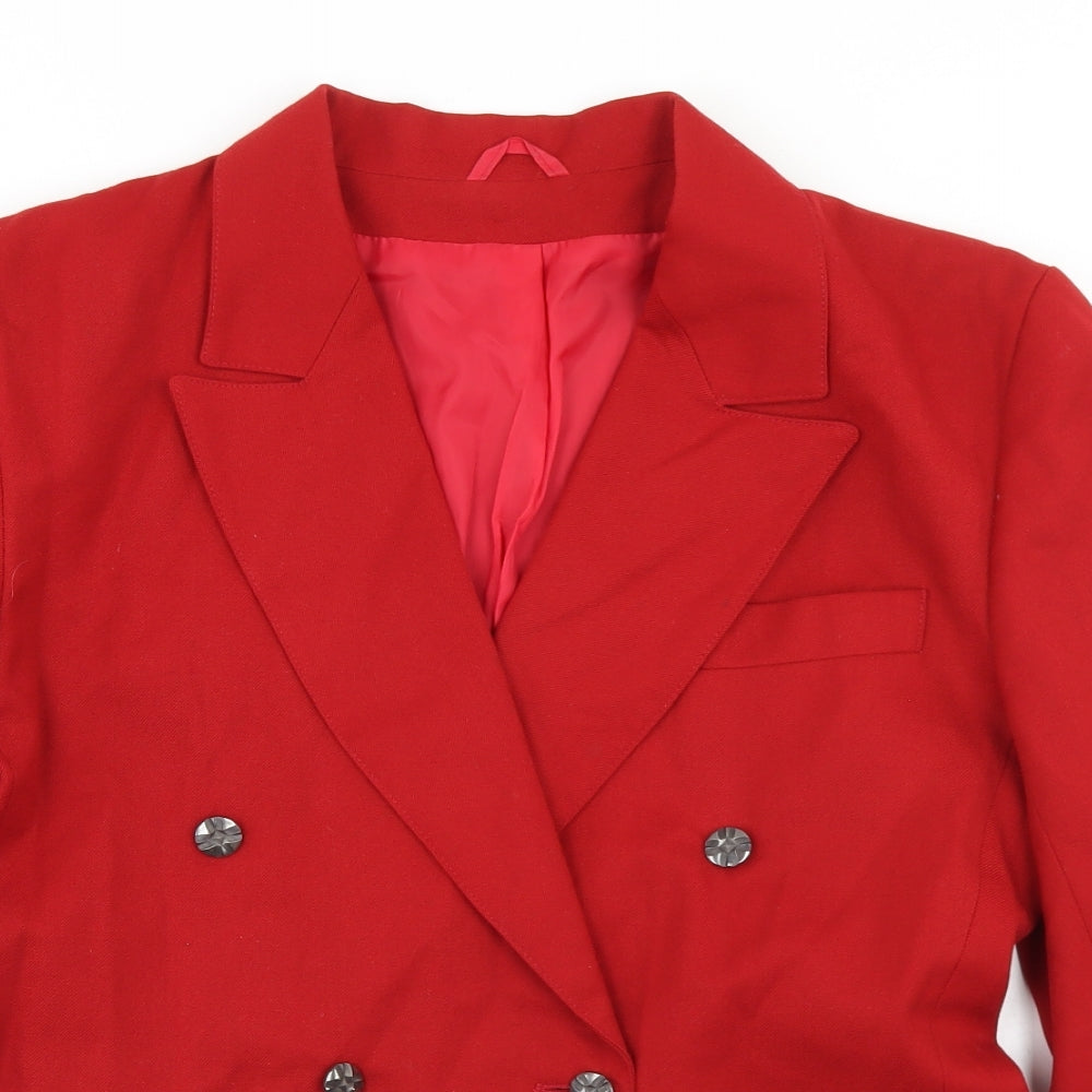 Gallery Womens Red  Wool Jacket Blazer Size 14