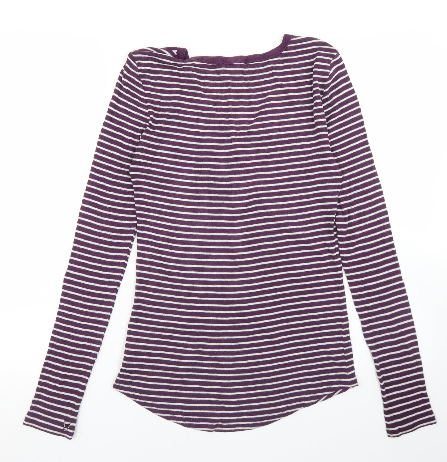 Gap Womens Purple Striped Viscose Basic T-Shirt Size S V-Neck
