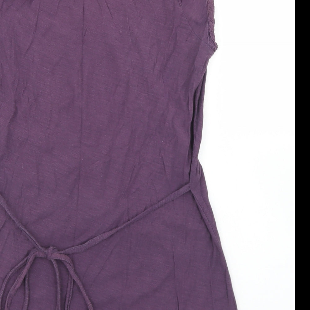 Debenhams Womens Purple  Cotton Basic T-Shirt Size 12 Round Neck