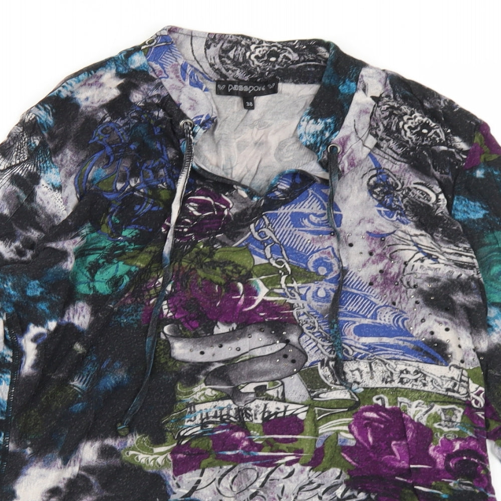 Passport Womens Multicoloured  Polyester Basic T-Shirt Size 10 Round Neck