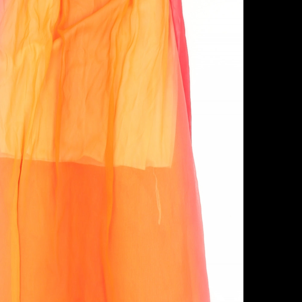 Boohoo Womens Orange  Polyester Maxi Skirt Size 12