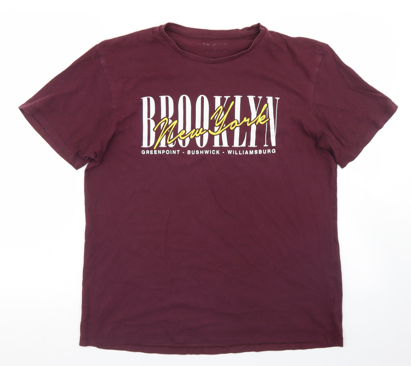 Primark Mens Purple  Cotton  T-Shirt Size L Crew Neck  - Brooklyn