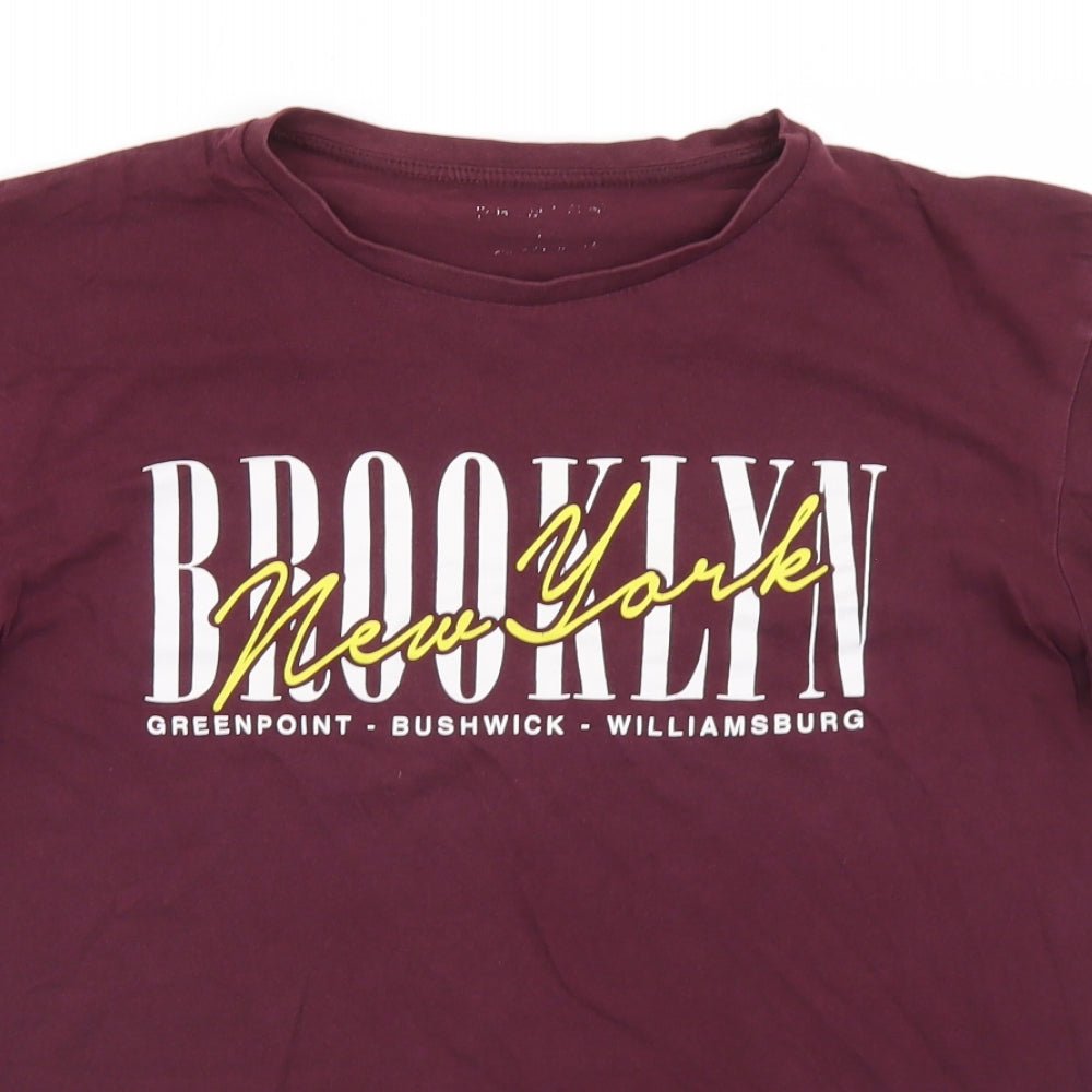 Primark Mens Purple  Cotton  T-Shirt Size L Crew Neck  - Brooklyn