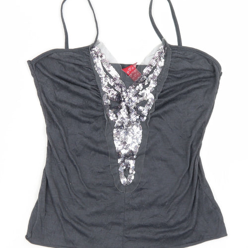 Hoi Polloi Womens Grey  Polyester Camisole T-Shirt Size 12 Round Neck