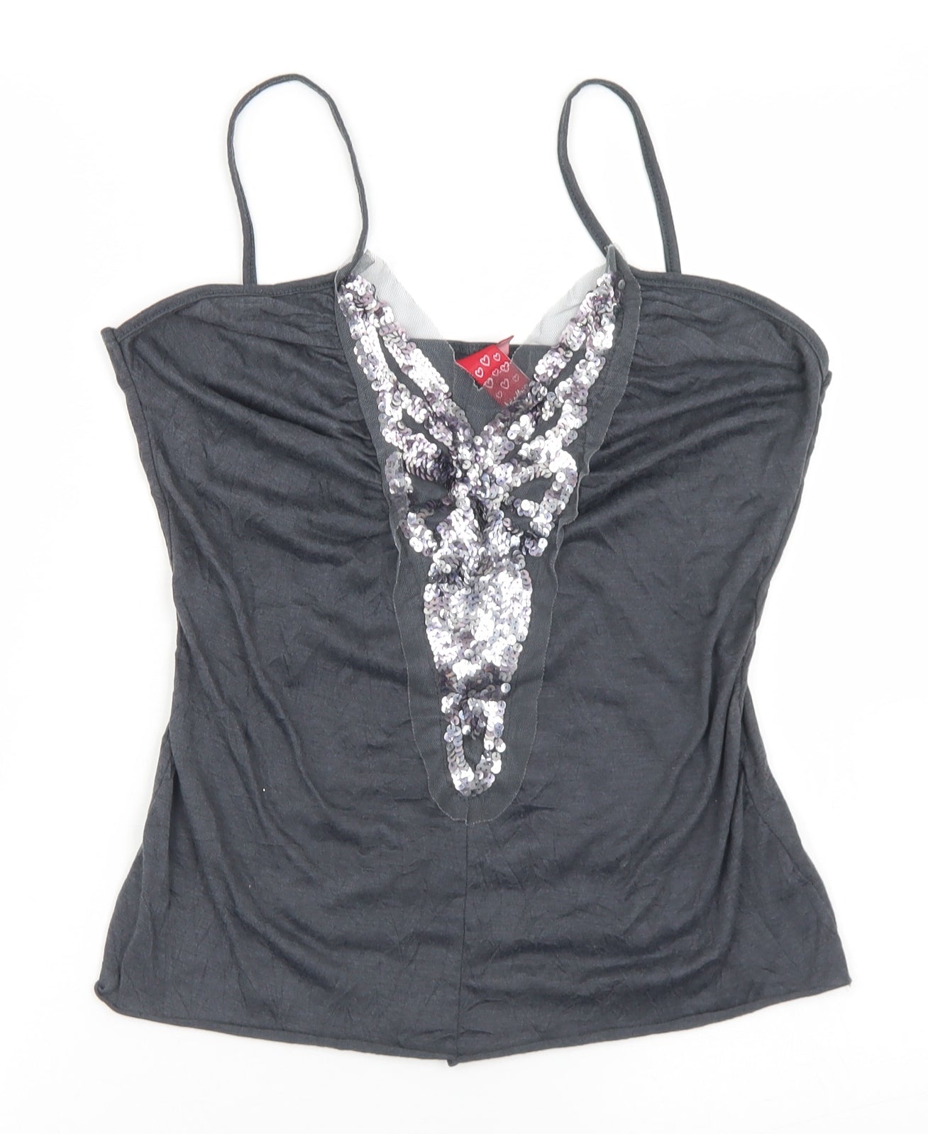 Hoi Polloi Womens Grey  Polyester Camisole T-Shirt Size 12 Round Neck