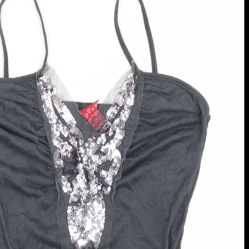 Hoi Polloi Womens Grey  Polyester Camisole T-Shirt Size 12 Round Neck
