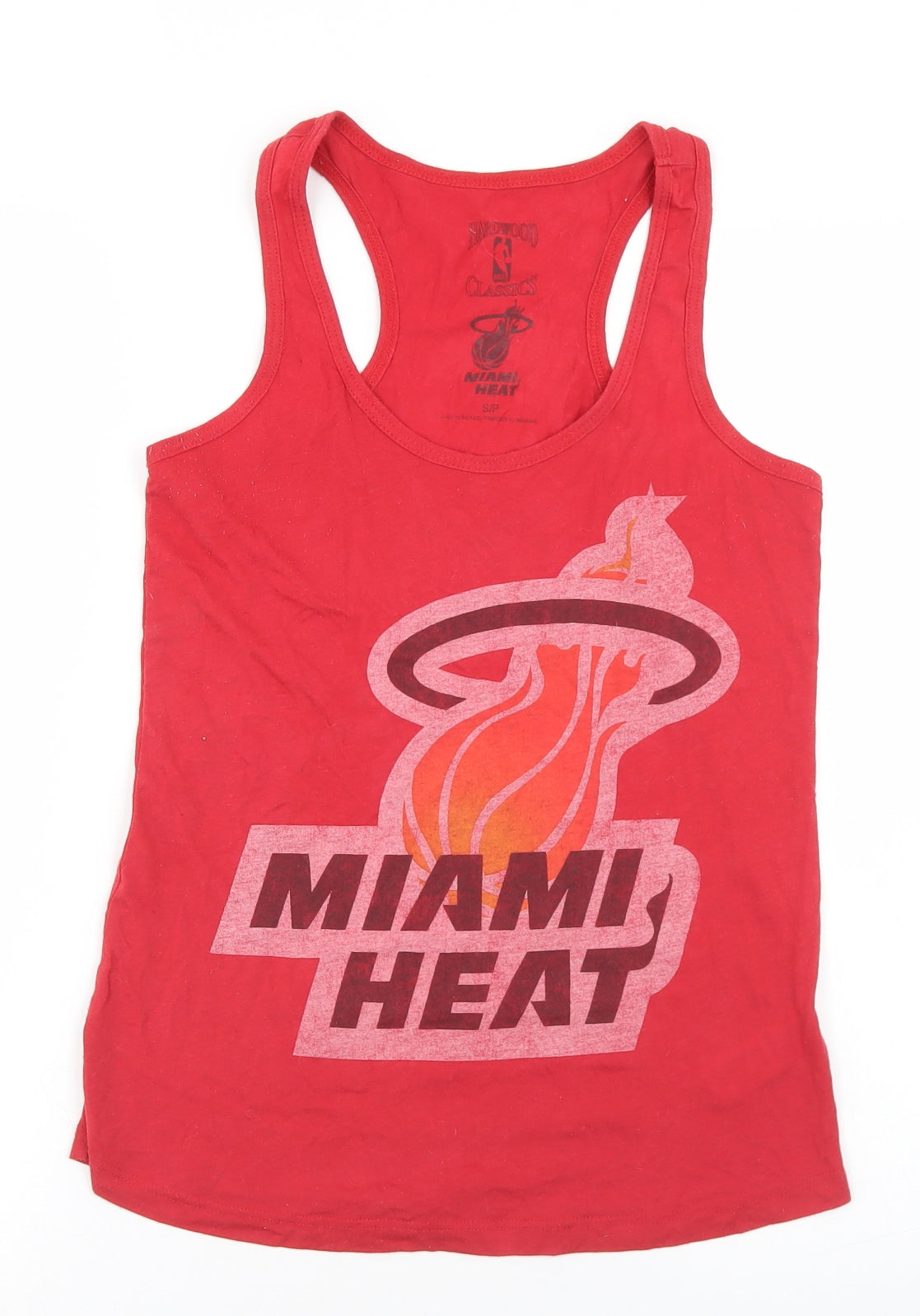 Hardwood Classics Womens Red  Cotton Basic Tank Size S Round Neck - Miami Heat