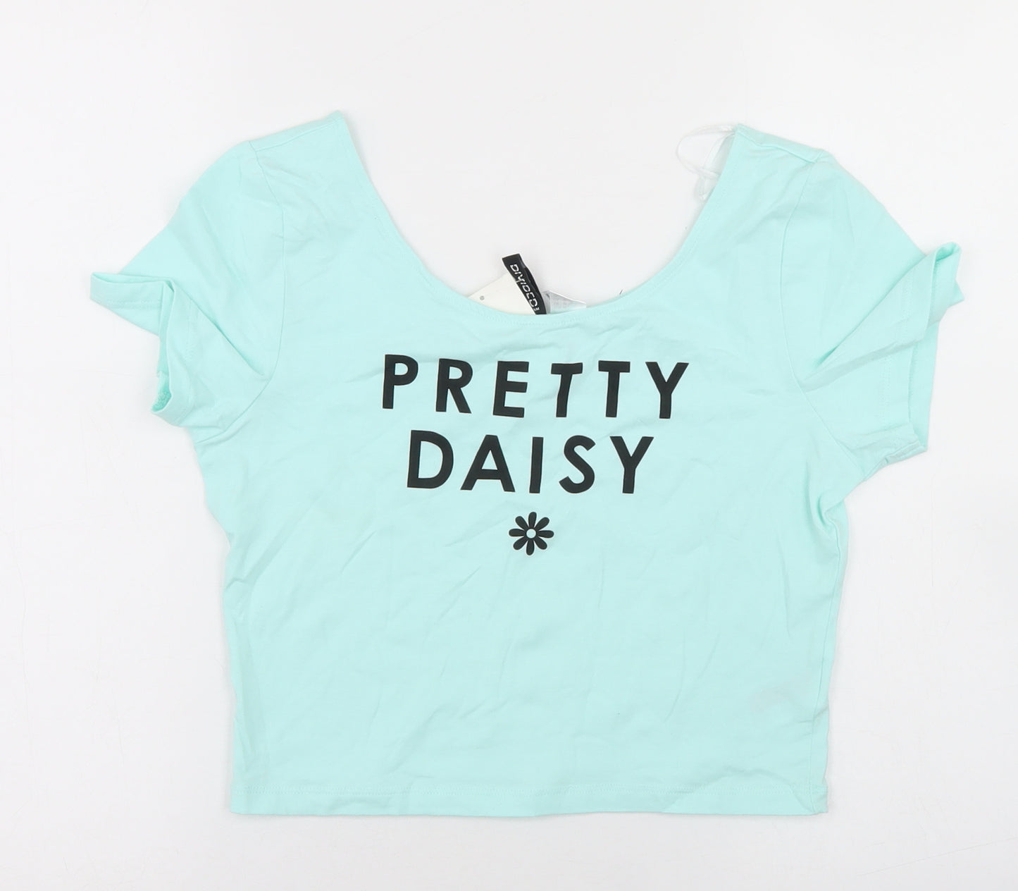 Divided Womens Blue  Cotton Cropped T-Shirt Size M Round Neck - Pretty Daisy