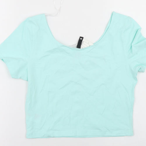 Divided Womens Blue  Cotton Cropped T-Shirt Size M Round Neck - Pretty Daisy