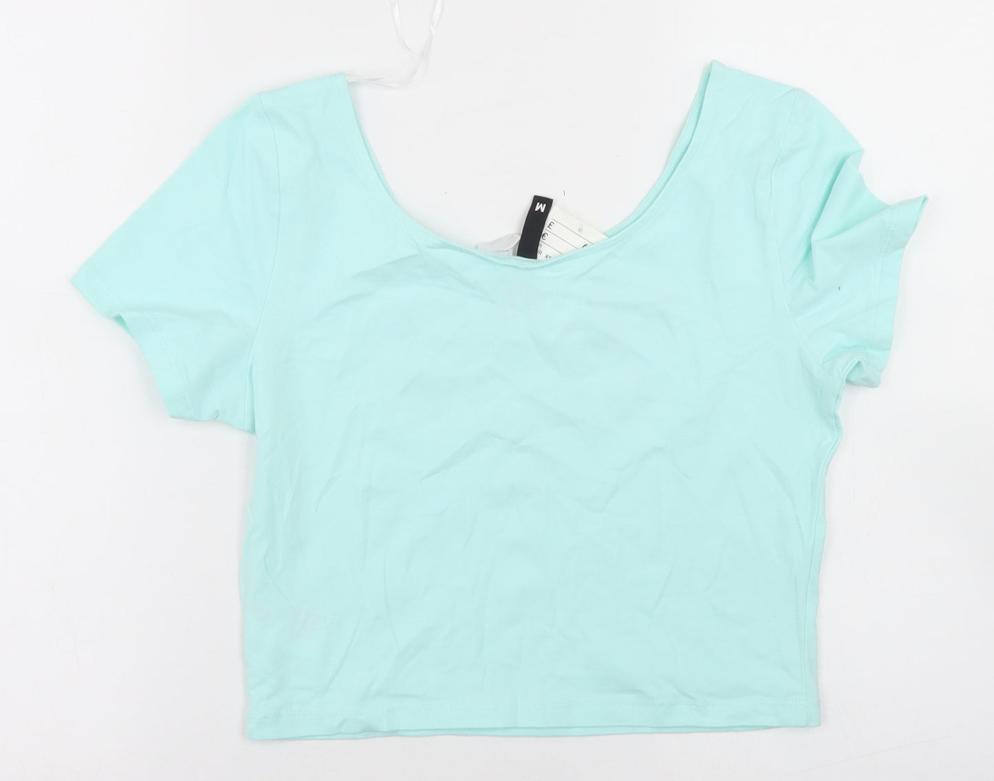 Divided Womens Blue  Cotton Cropped T-Shirt Size M Round Neck - Pretty Daisy