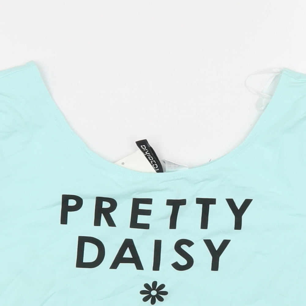 Divided Womens Blue  Cotton Cropped T-Shirt Size M Round Neck - Pretty Daisy