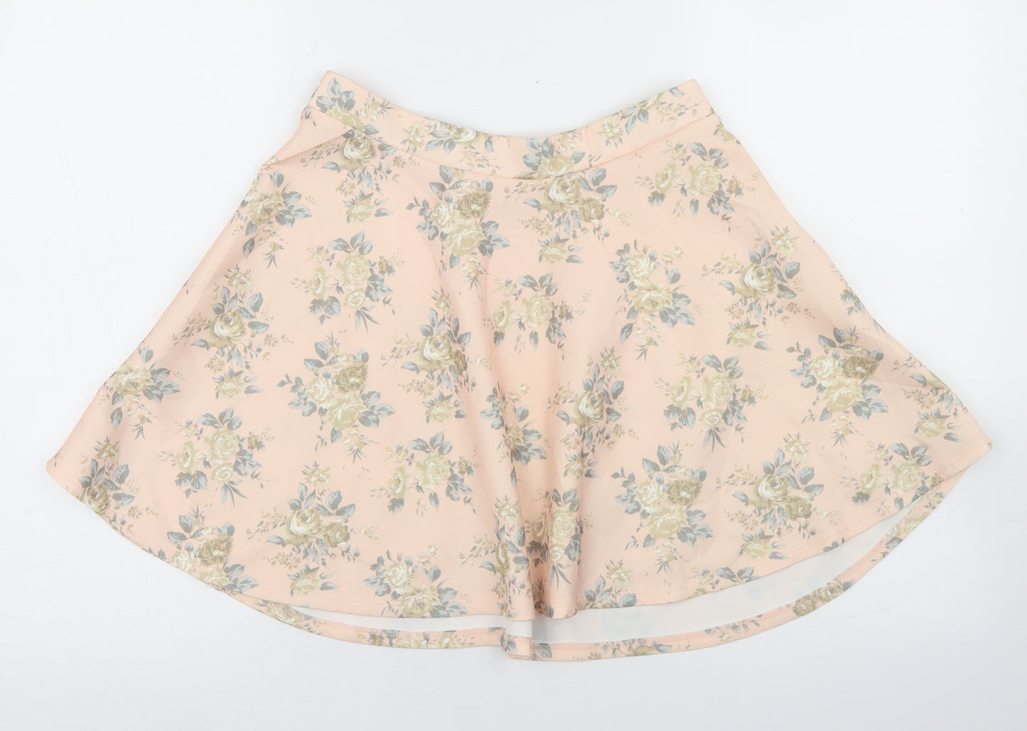 FOREVER 21 Womens Pink Floral Polyester Skater Skirt Size M