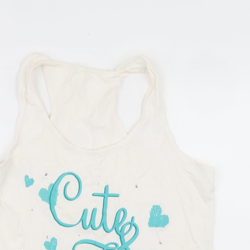 George Womens White  Cotton Basic Tank Size 16 Scoop Neck - Tweety Pie