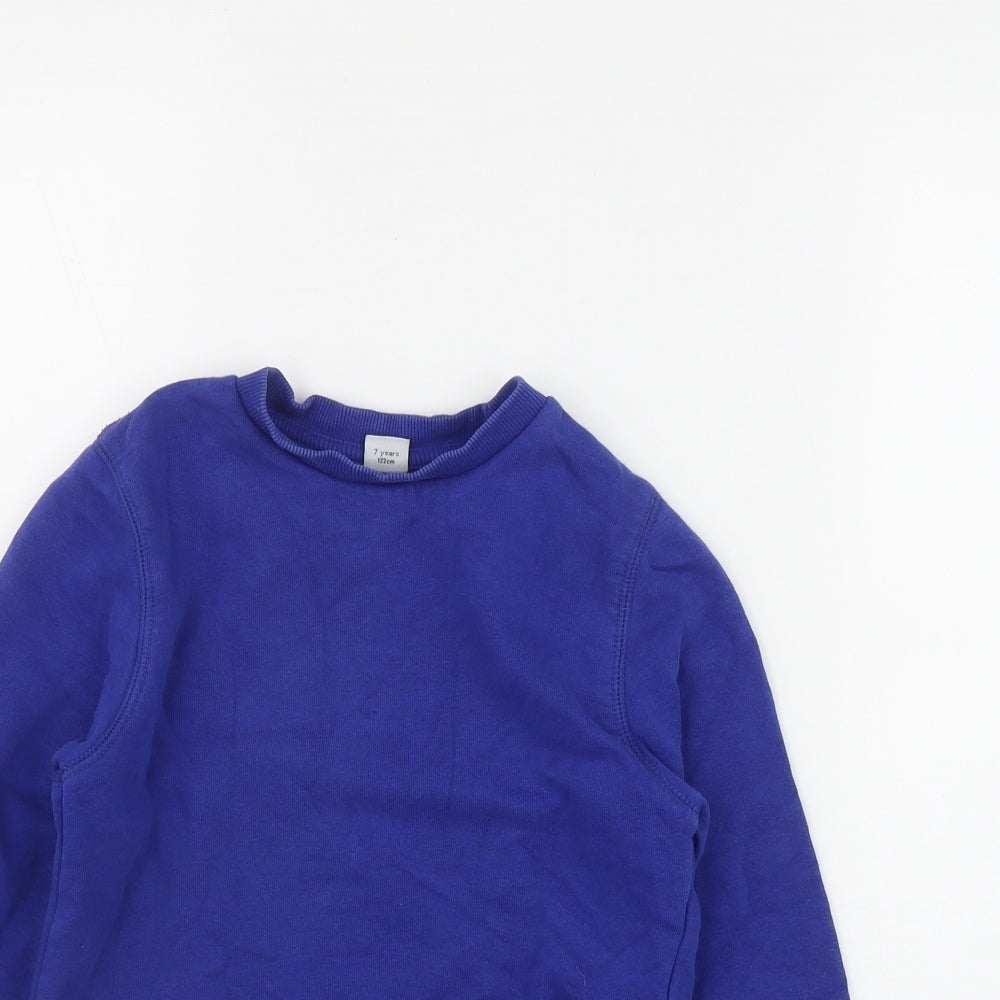 TU Boys Blue  Cotton Pullover Sweatshirt Size 7 Years  Pullover