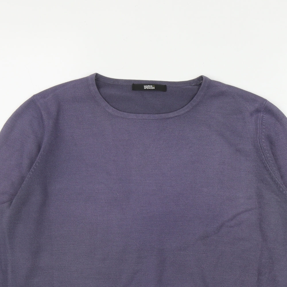 Marks and Spencer Womens Purple Round Neck  Acrylic Pullover Jumper Size 14