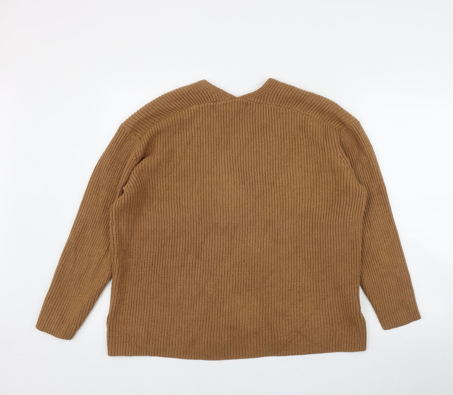 Mango Womens Brown V-Neck  Viscose Pullover Jumper Size S