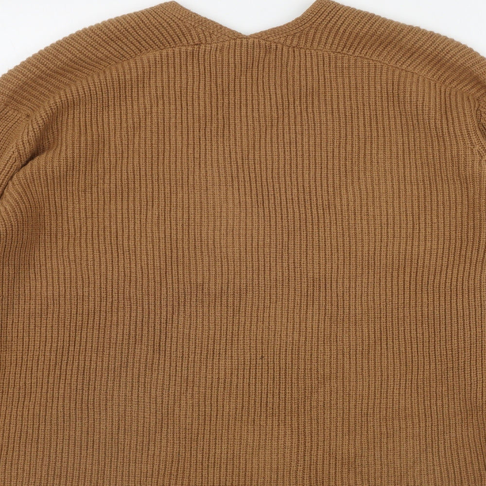 Mango Womens Brown V-Neck  Viscose Pullover Jumper Size S