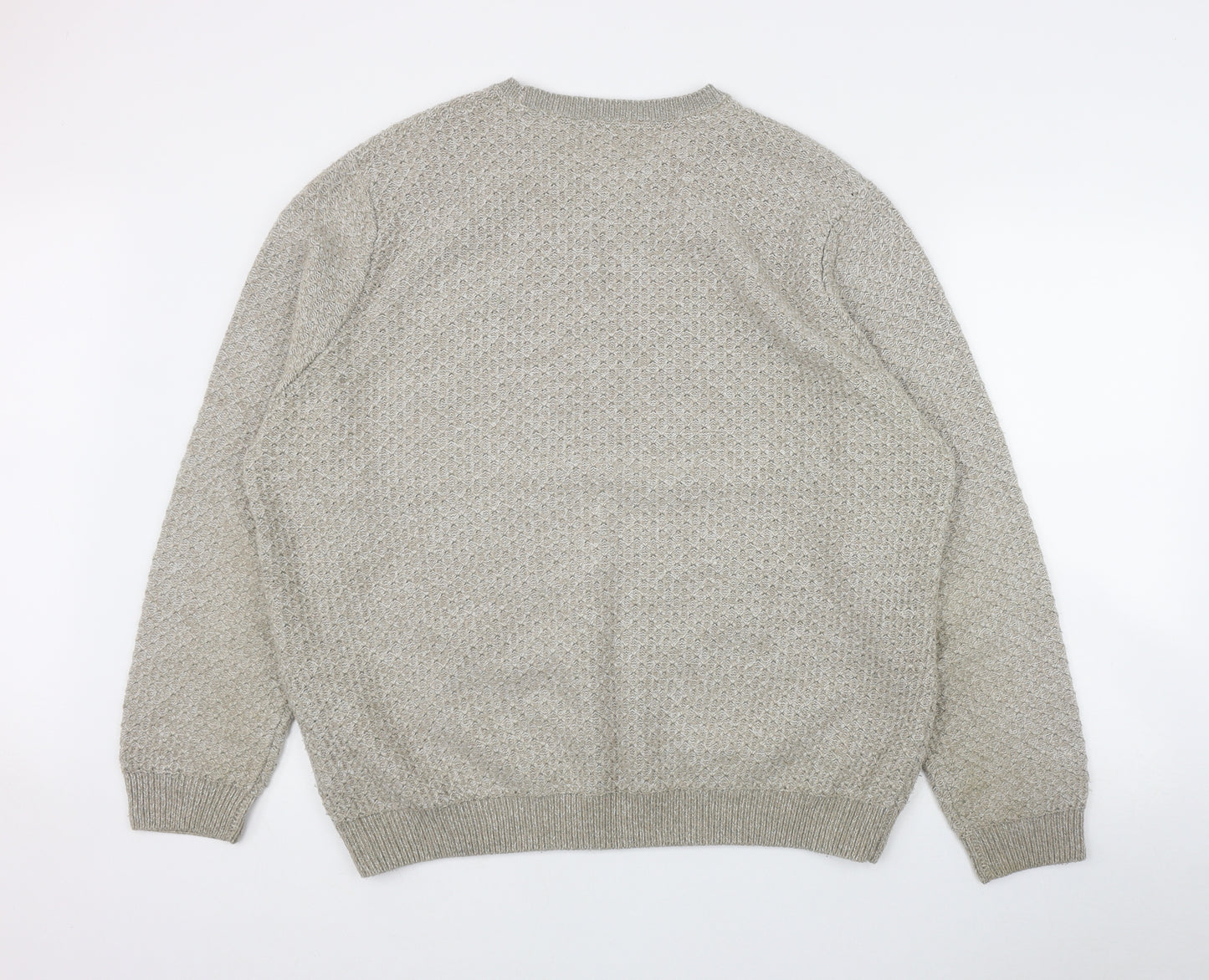 Marks and Spencer Mens Beige Round Neck  Acrylic Pullover Jumper Size 2XL