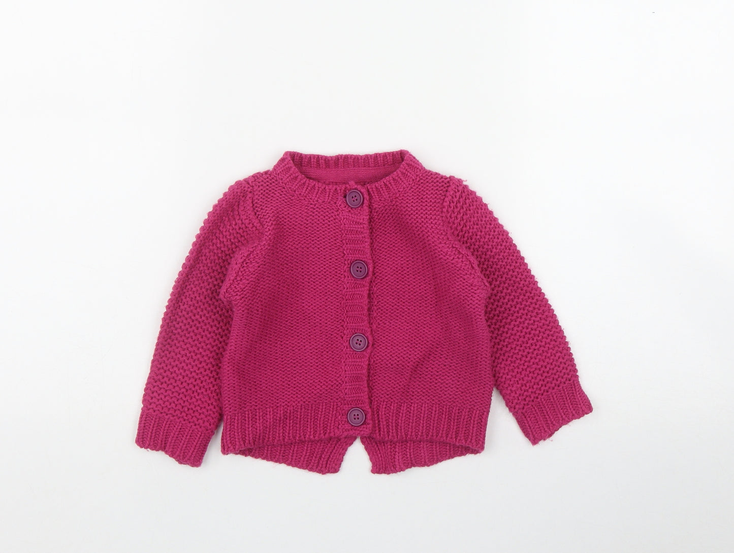 Nutmeg Girls Pink  Acrylic Cardigan Jumper Size 9-12 Months  Button
