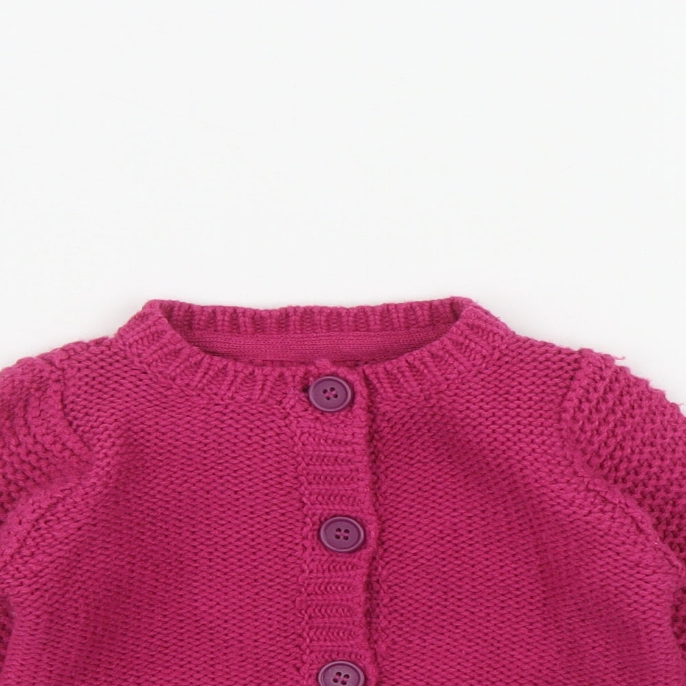 Nutmeg Girls Pink  Acrylic Cardigan Jumper Size 9-12 Months  Button