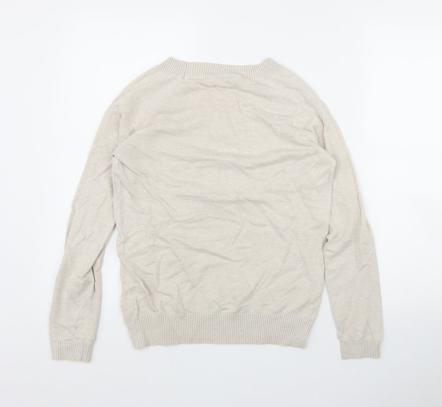Fat Face Womens Beige Round Neck Geometric Acrylic Pullover Jumper Size 10   - Swallow Print