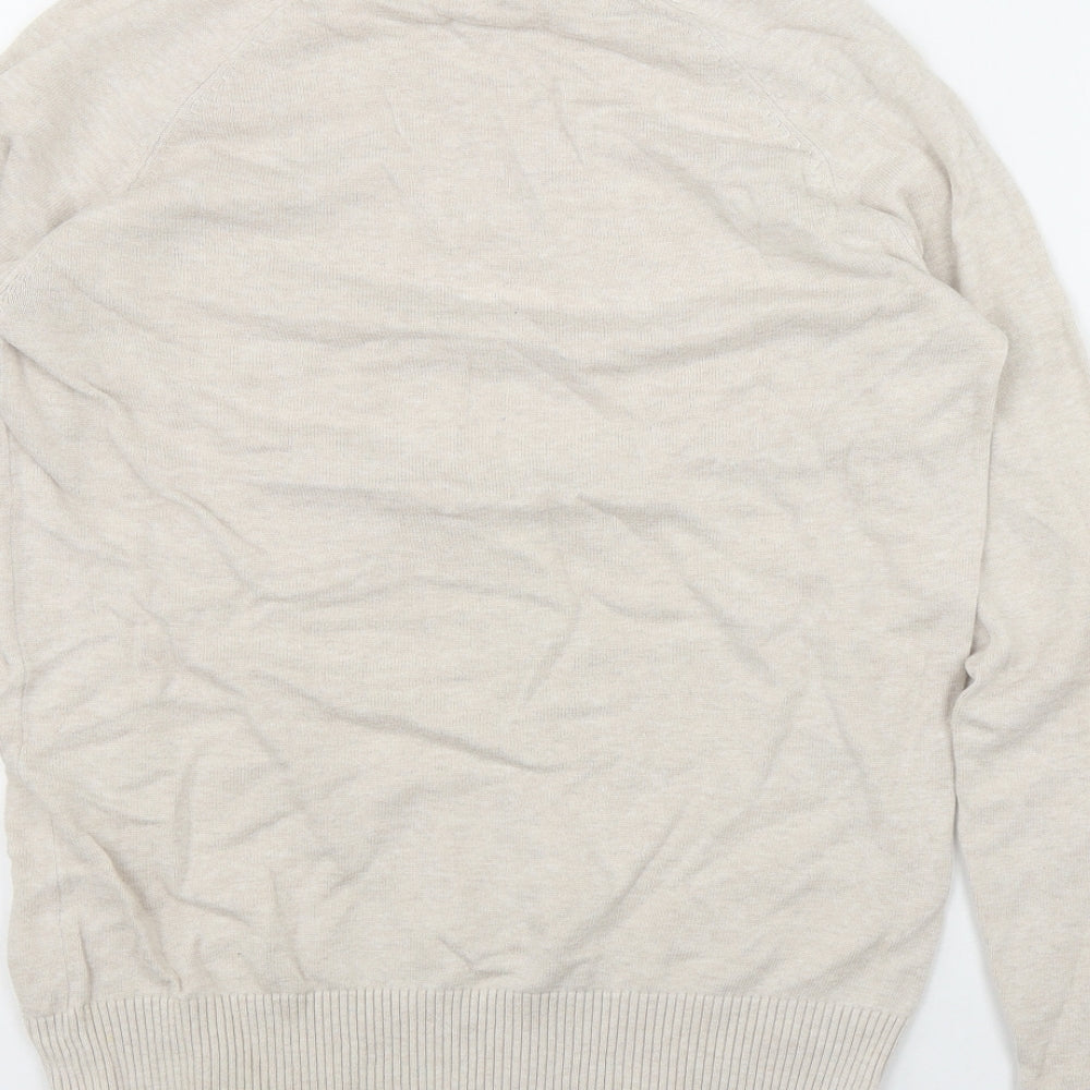 Fat Face Womens Beige Round Neck Geometric Acrylic Pullover Jumper Size 10   - Swallow Print