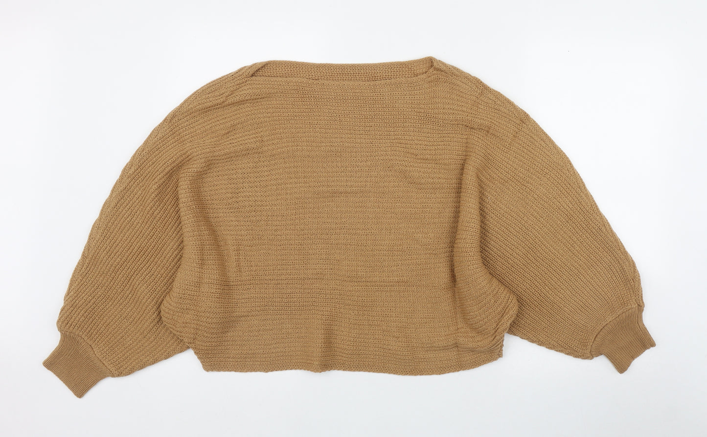 SheIn Womens Brown Boat Neck  Acrylic Pullover Jumper Size M