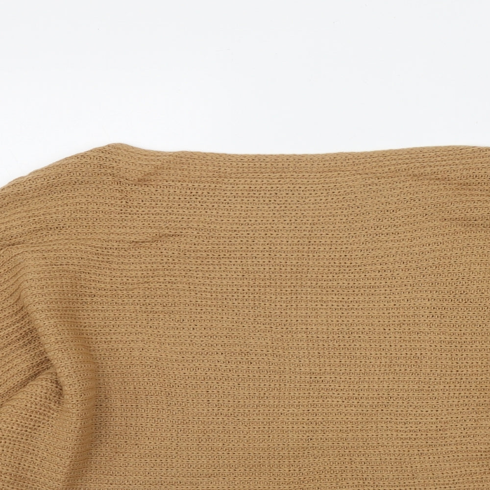 SheIn Womens Brown Boat Neck  Acrylic Pullover Jumper Size M