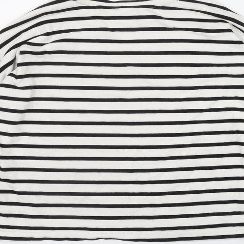 Monki Womens White Round Neck Striped Cotton Pullover Jumper Size XS